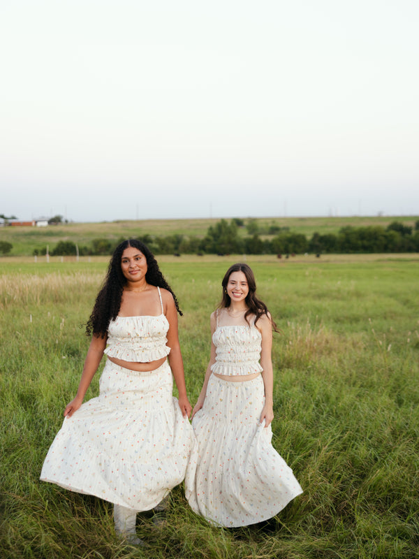 Flowy Tiered Eyelet Skirt